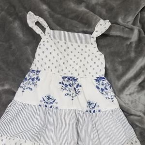 White and blue Floral dress